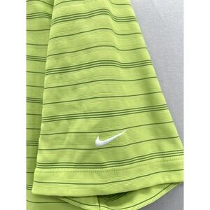 Nike Fit Dry Golf Polo Mens Shirt Sz Large Short Sleeve Light Green Striped Logo